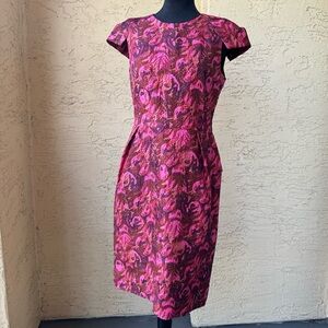 Lida Baday Textured Dress Sz 8 Multicolor Short Sleeve Knee Length